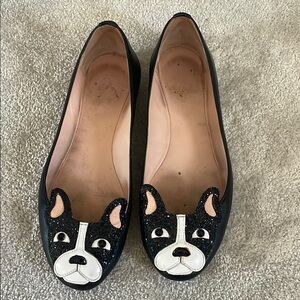 Kate Spade Frenchie/Black Dog Face Women's Flats Size 8.5 US